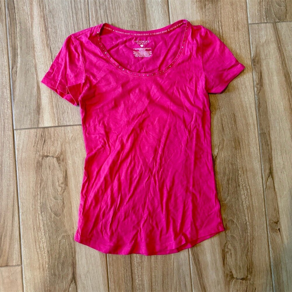 Victoria’s Secret Pink T-Shirt Womens M Bright Pink Scoop Neck